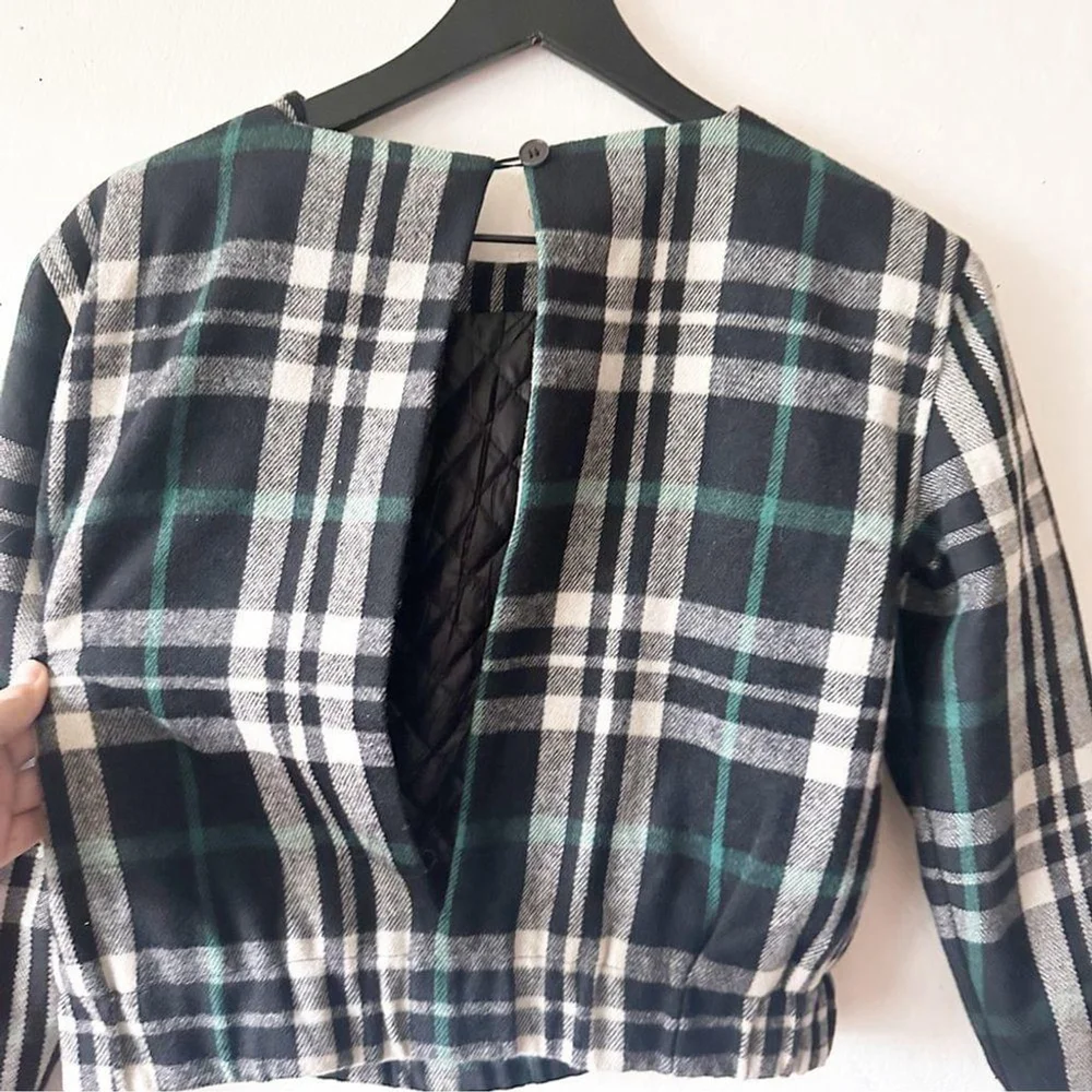 Lovers + Friends Plaid Wool Blend Quilted Jacket XS Holiday Winter Cropped